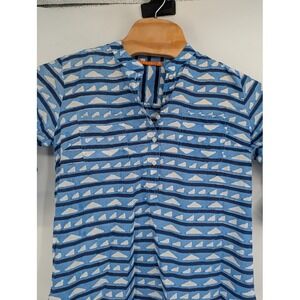 Oliphant Women's Cotton Popover Tunic Blue White‎ sz Small